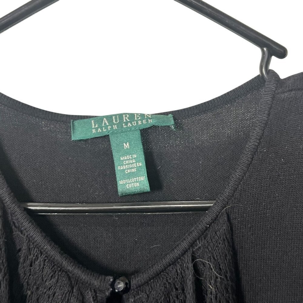 Lauren Ralph Lauren Black Sleeveless Top With Ruffle Front Detail size medium - Picture 2 of 4